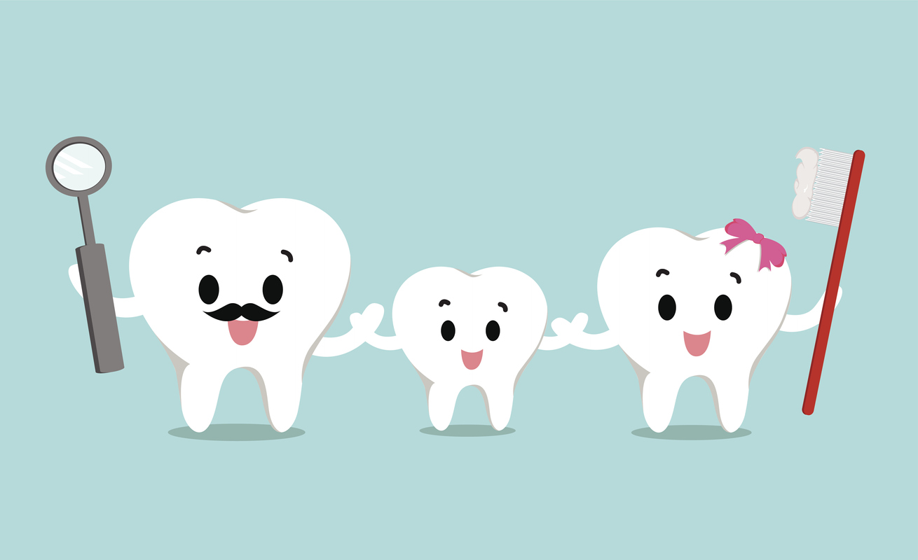 Vector of Cute healthy white teeth family for Health care